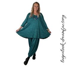 MYO-Lagenlook Long-Tunika Kuschel- Pulli PETROL 2 Größen  42 44 46 48 50 52 54