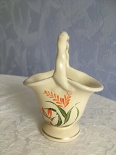 Jasba, kleiner Henkelkorb, Dekokorb, handgemalt, golden verziert, Vintage