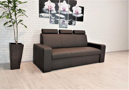 Dunkelbraunes echt leder sofa - echt,