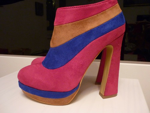 Stiefelletten pink royalblau