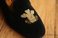 Tricker's Schwarz Samt Schuhe Halbschuhe Hausschuhe Herren UK 8 EU 42 US 9 Trickers