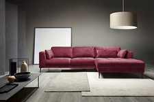 PREMIUM ECKSOFA SCHLAFSOFA WOHNLANDSCHAFT HOCKER SESSEL STOFF STAURAUM ROT !