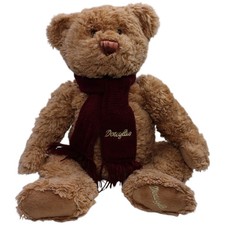 XL Douglas Teddybär mit weinrotem Schal, sitzend Kuscheltier 45cm Gebraucht