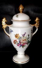 Royal Tettau Atelier Porzellan Amphore,  Prunkvase mit Henkel u. Deckel, Vintage