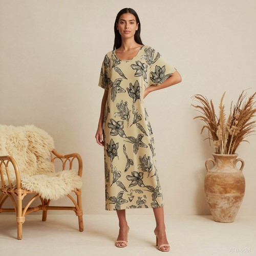 Vintage boho maxi kleid - vintage, beige