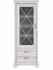 Standvitrine Vitrine Kashmir Weiß Struktur NR Highboard Kommode Shabby