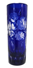 DRESDEN KRISTALL  Bleikristall Vase * blau   (2140)