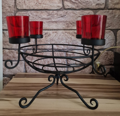 Adventskranz metall schwarz - schwarz, 32