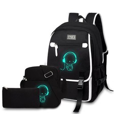 Schulrucksack Jungen Mädchen Teenager Rucksack Groß 3-teiliges Set Schulranze...