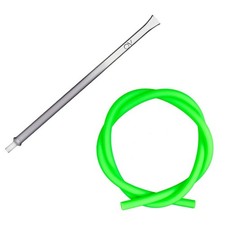 Shisha Schlauchset Glas Mundstück Silber + Silikonschlauch Grün NEU in OVP