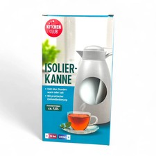 Kitchen Club Isolierkanne 1,0L Thermoskanne Kaffe Tee Glaskolben Warm & Kalt