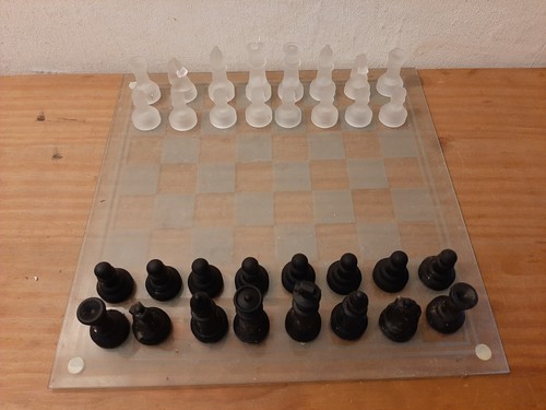 Schachspiel glas glasfiguren - glas,