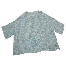 Textures blue knit top - top, boxy
