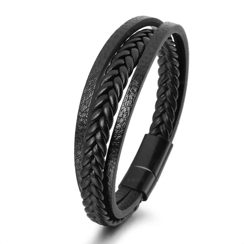 Herren armband leder edelstahl - herren,