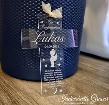 1 Kreuz  Acrylglas inkl. Wunschgravur - Geschenk Taufe  Kommunion Konfirmation