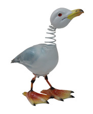 Deko Vogel Wackelkopf Möwe Metall  Maritim Garten Objekt Tier Figur Skulptur