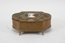 C26S47- Messing Schmuckschatulle mit Porzellan Miniatur Gemälde