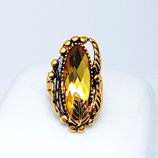 Bezaubernde Damen-Ring Edelstein romantik Citrin vergoldet 18K/750er Edelstahl