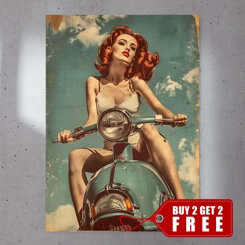Vintage pin girl poster a4 - vintage, up
