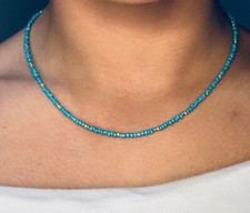 Perlenkette Hellblau Mit Gold