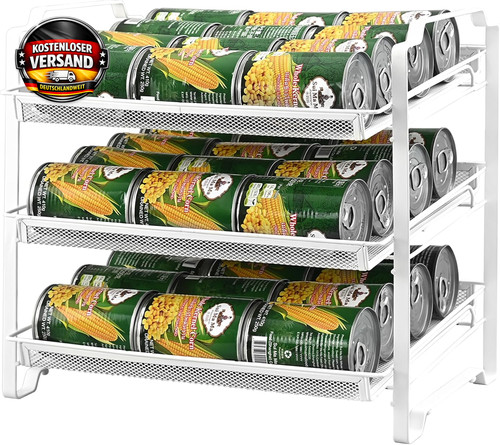 Stapelbares dosenregal mit - stapelbares,