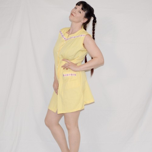 Kittelkleid mit blumenborte - kittelkleid, m