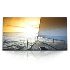 120x80cm Kunstdruck Bilder Segelschiff Segelboot Segel Sonnenuntergang Horizont