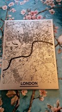 Ikea Bild Leinwand London Map  Stadtplan Schwarz auf Silber Wandbild 30x40