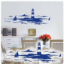 Leuchtturm Meer Möwen Wandtattoo Wandaufkleber BAD WC Walltattoo Tattoo W1419