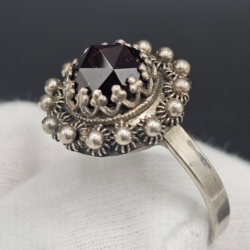 Antiker granat silberring - granat,