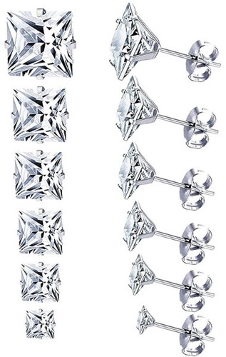 Edelstahl ohrstecker zirkonia - edelstahl,