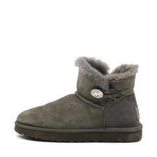 UGG Damen Classic Mini Bailey Button Stiefel grau knöchelhoch Stiefeletten EU 40