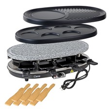 Raclette Grill 3 in 1 Garen Crepes Maker Heißer Stein für 8 Personen 1500 Watt