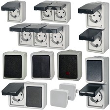 Feuchtraum Aufputz Steckdosen SP Serie 2er 3er AP Kombi IP44 Schalter für Außen