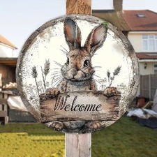 Blechschild rund Hase