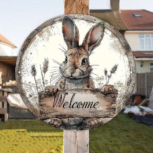 Blechschild rund hase - blechschild,