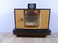 Puppenmöbel sehr alter Wohnzimmer-Schrank mit Uhr 50er Jahre Holz (6997)