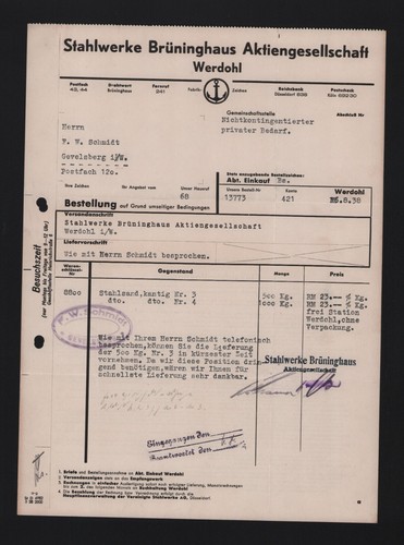 Werdohl rechnung 1938 - werdohl,,
