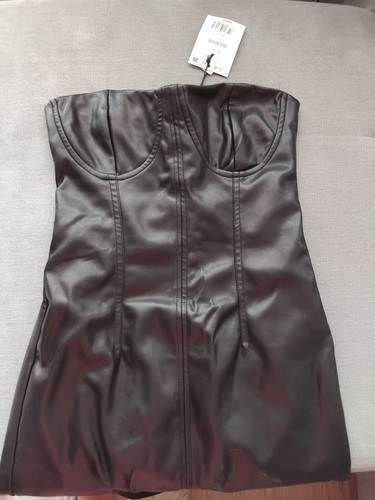 Kunstleder kleid bandeau - kunstleder,