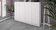 Schuhschrank 4 Türen Kommode Regal Ordnungssystem Modern Weiß Hochglanz VAASA