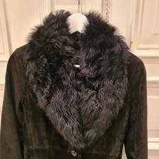 Wildledermantel,Lammfell-Krage