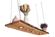 Holz Hängeleuchte Eiche mit Rinde, 80cm - 150cm Pendellampe