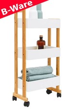 B-Ware Bambus Nischenregal - 38x20x80 Schmales Regal auf Rollen Nischenwagen Küc