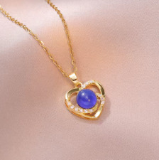 Goldene Halskette mit Stimmungsstein und Zirkonia –Herz Anhänger– Damen Schmuck