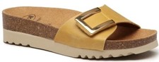 SCHOLL Leder Slipper MONTEREY MULE Fußbett BioPrint 1 Band Riss OCRA GELB