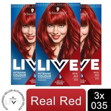 3x LIVE Real Red Permanent Haarfarbe, Intensive Farbe 035