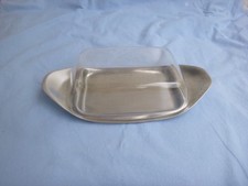 W. Wagenfeld - Klassiker:  WMF  Butterdose Cromargan Kunststoffhaube Triangel