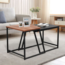 2er Beistelltisch Couchtisch Sofatisch Wohnzimmer Kaffeetisch mit Metallrahmen