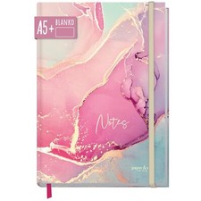 paper&you® Notizbuch A5+ blanko mit Gummiband "Silky Pink" 156 Seiten 78 Blat...