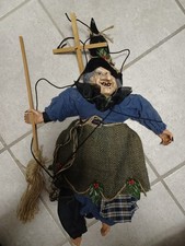 Deko Figur Hexe Mit Besen Marionette XXL 65cm 